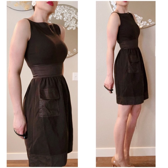 DVF Brown Zanne Ruched W/ Pockets Sheath Dress 4 - Picture 5 of 9